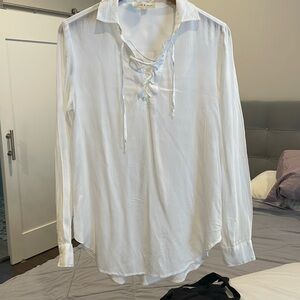 Cloth and Stone lace up white blouse sz m